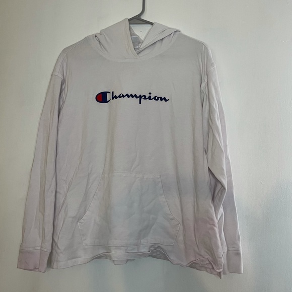 Lightweight Champion Hoodie White Long Sleeve - Picture 1 of 6